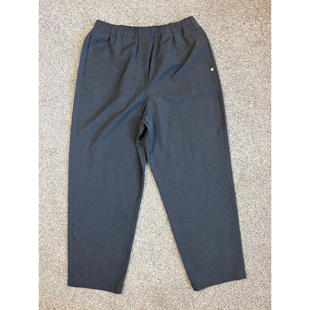 egg Seoul Charcoal Grey Wool Blend Elastic Waist Tapered Cropped Pants Small